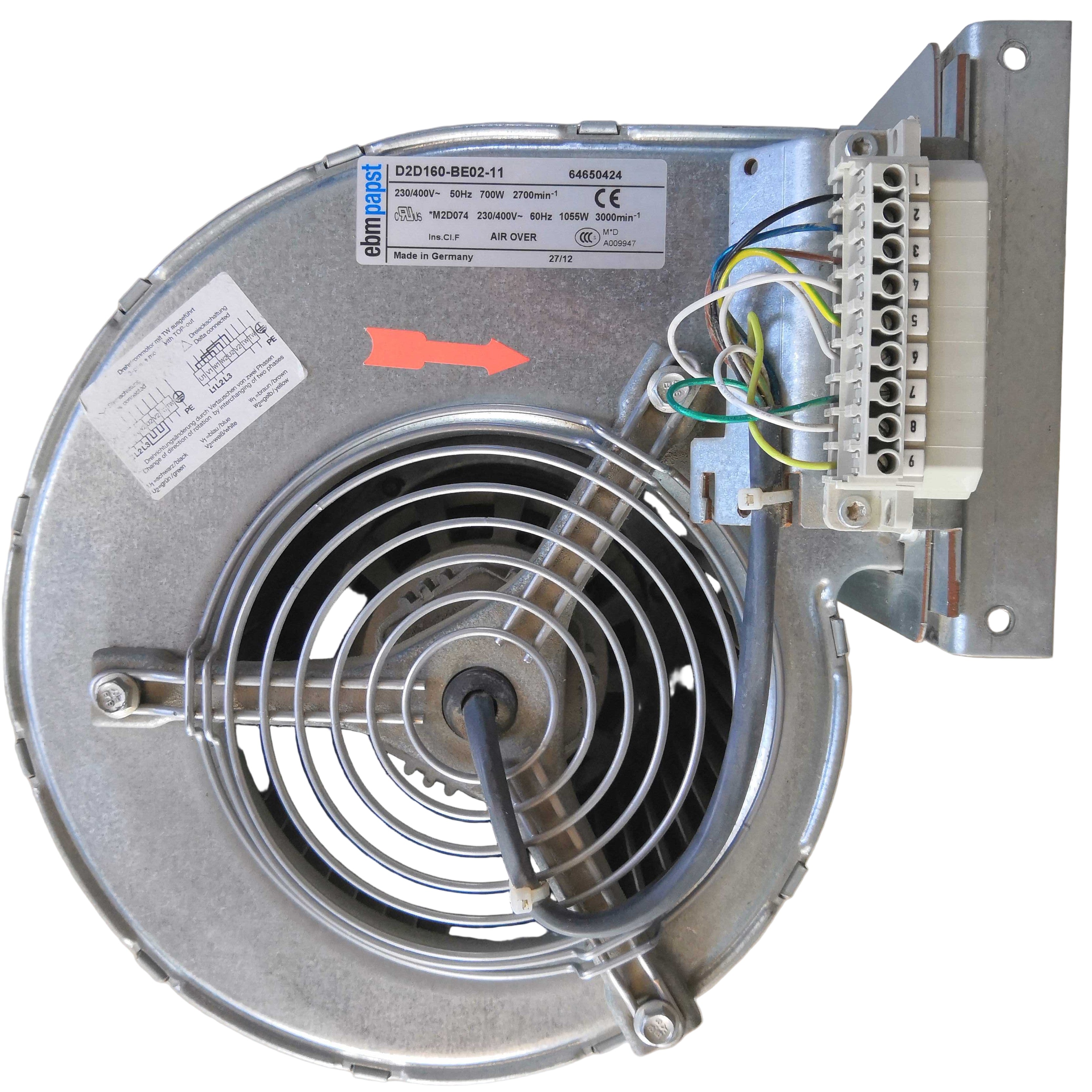 D2D160-BE02-11 Ebm-papst Blower Fan 700/1055W Dual Power | 2700/3000 RPM | 3~230/400V