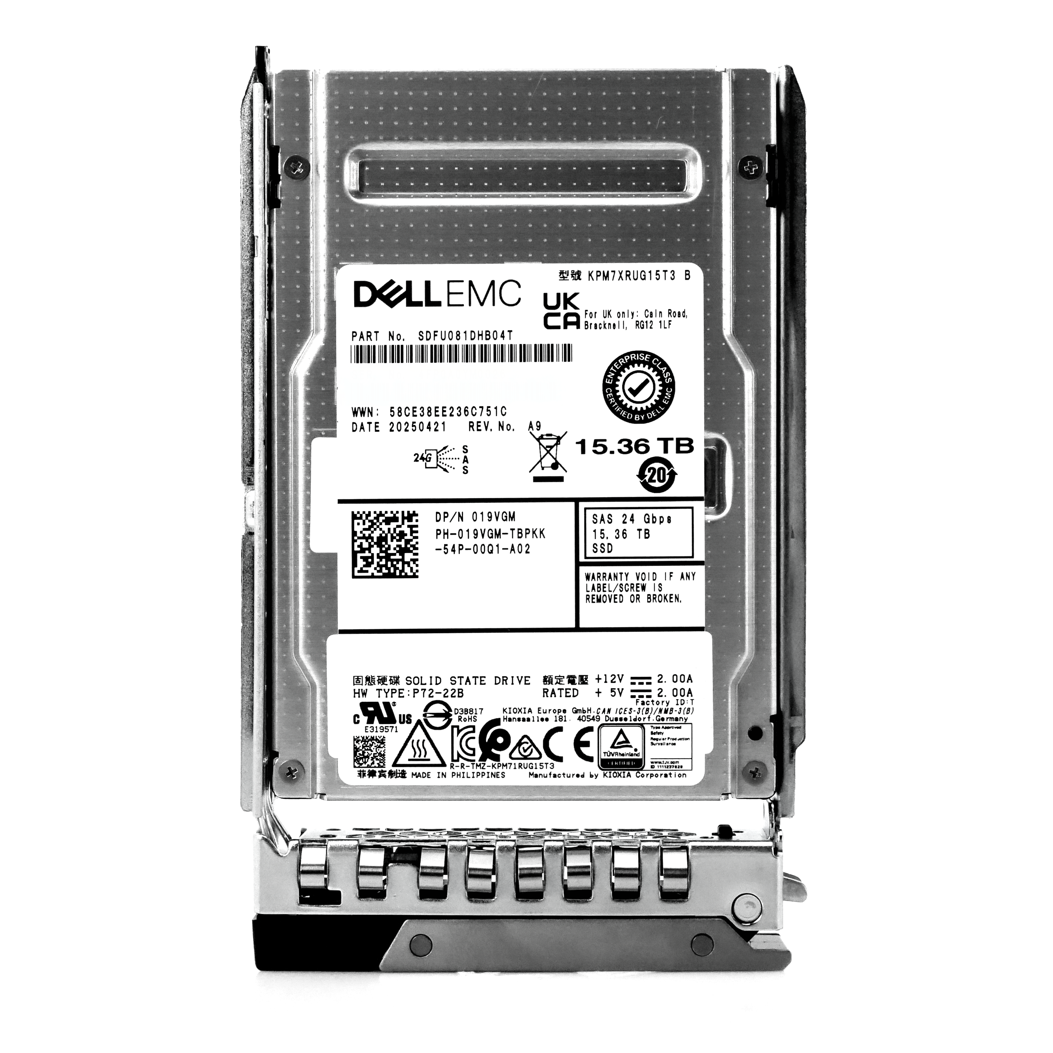 Dell G14 019VGM 15.36TB 1 DWPD SAS-4 24Gb/s 3D TLC 2.5in Refurbished SSD