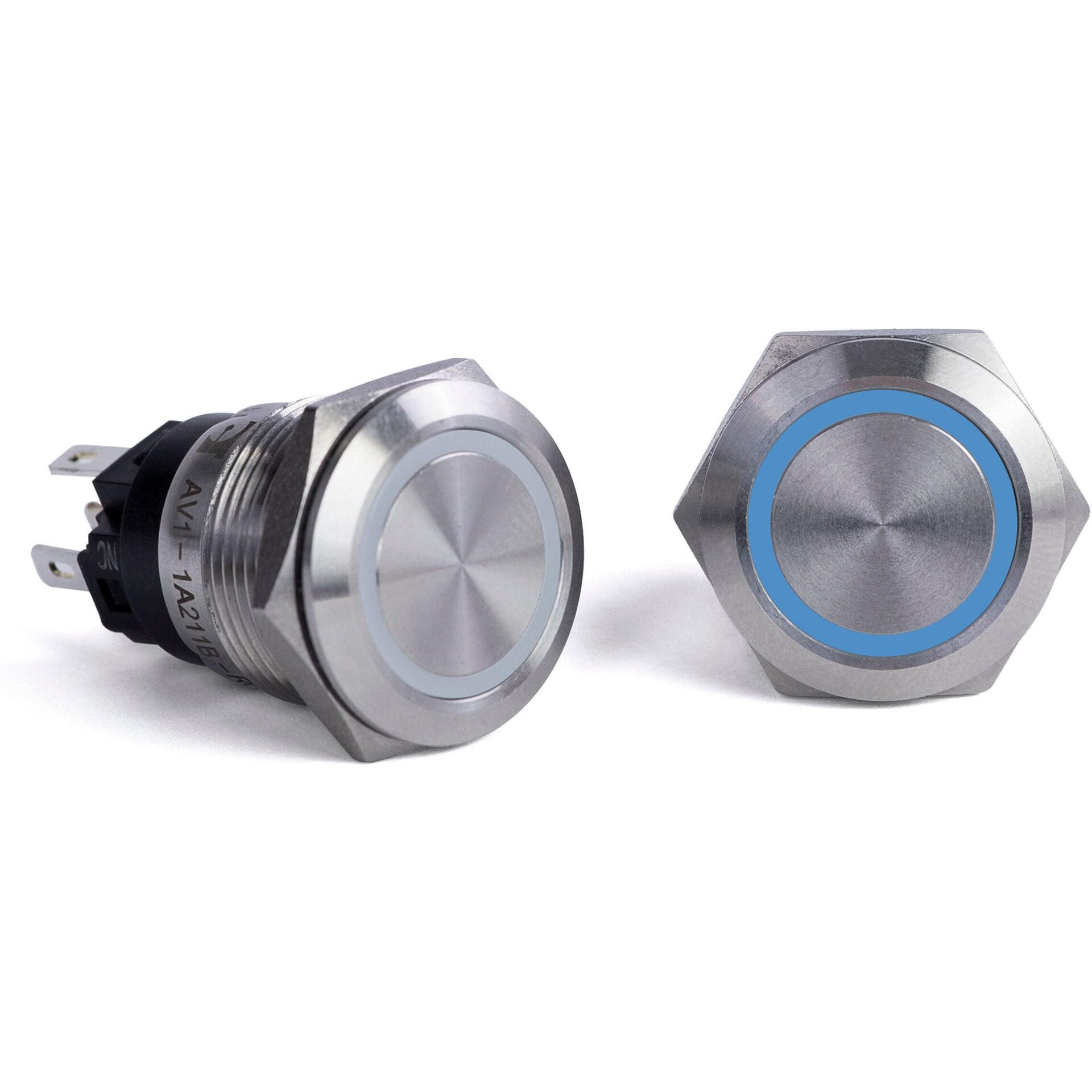 Sierra AV10130B Push-Button Switch, Off/On, Blue Center LED, 20A
