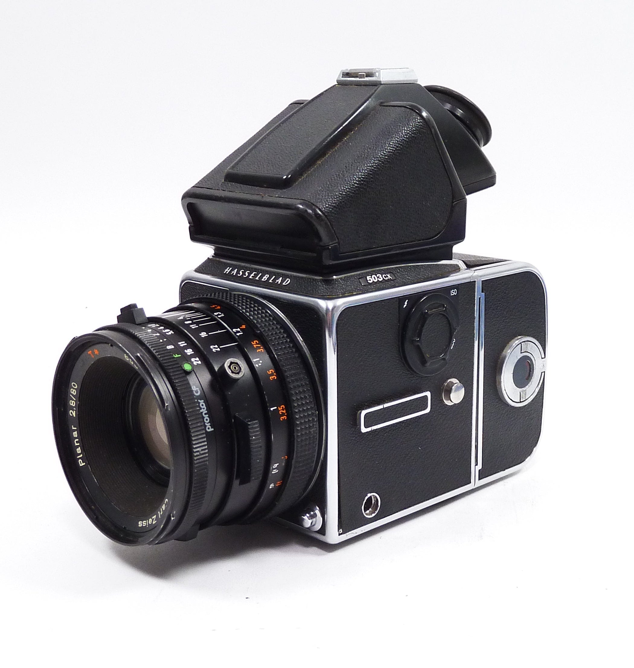 Hasselblad 503CX with 80MM F2.8 Planar T* CF lens and 120 Back and Prism Finder