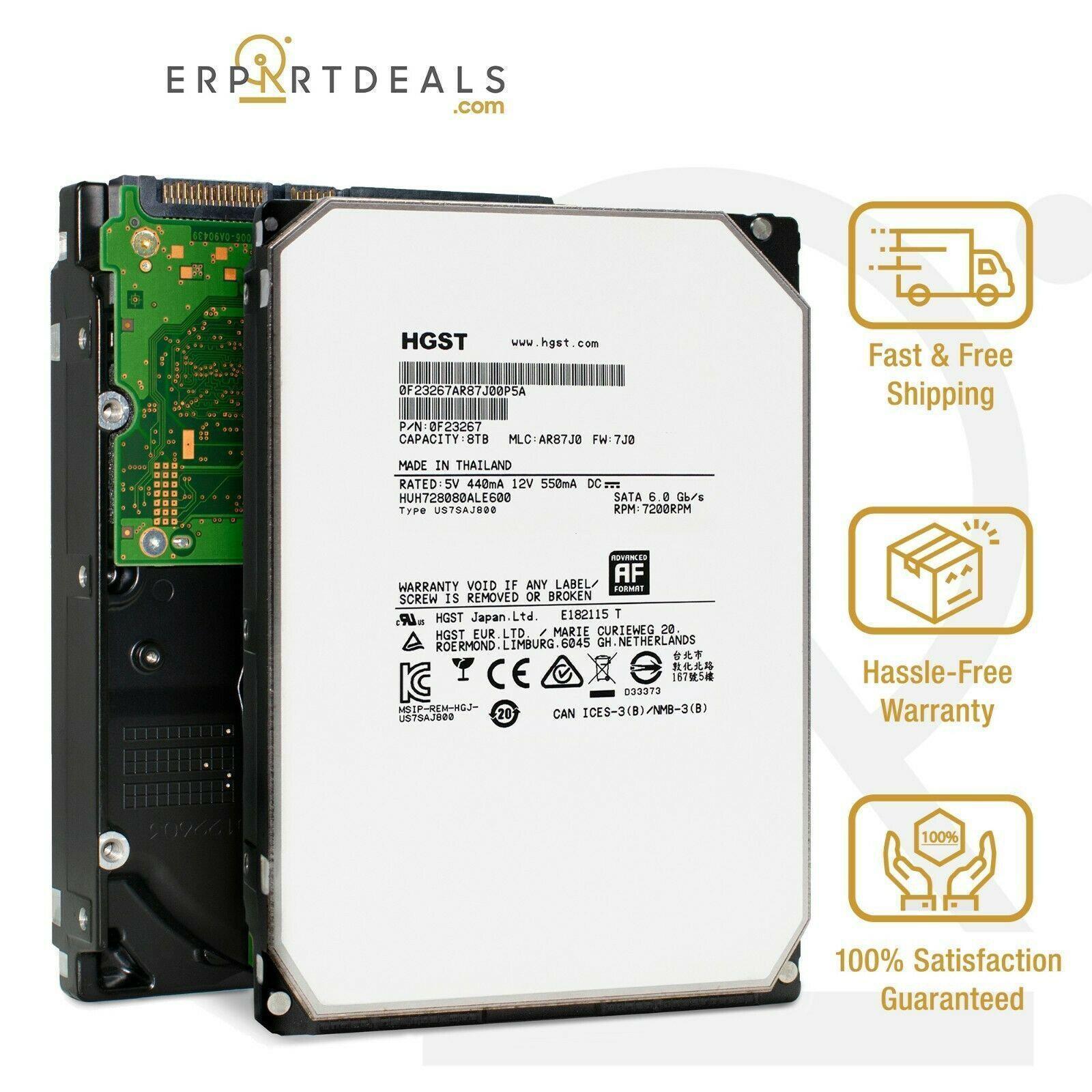 HGST Ultrastar He8 HUH728080ALE600 0F23267 8TB 7.2K SATA 6Gb/s 3.5" 128MB HDD