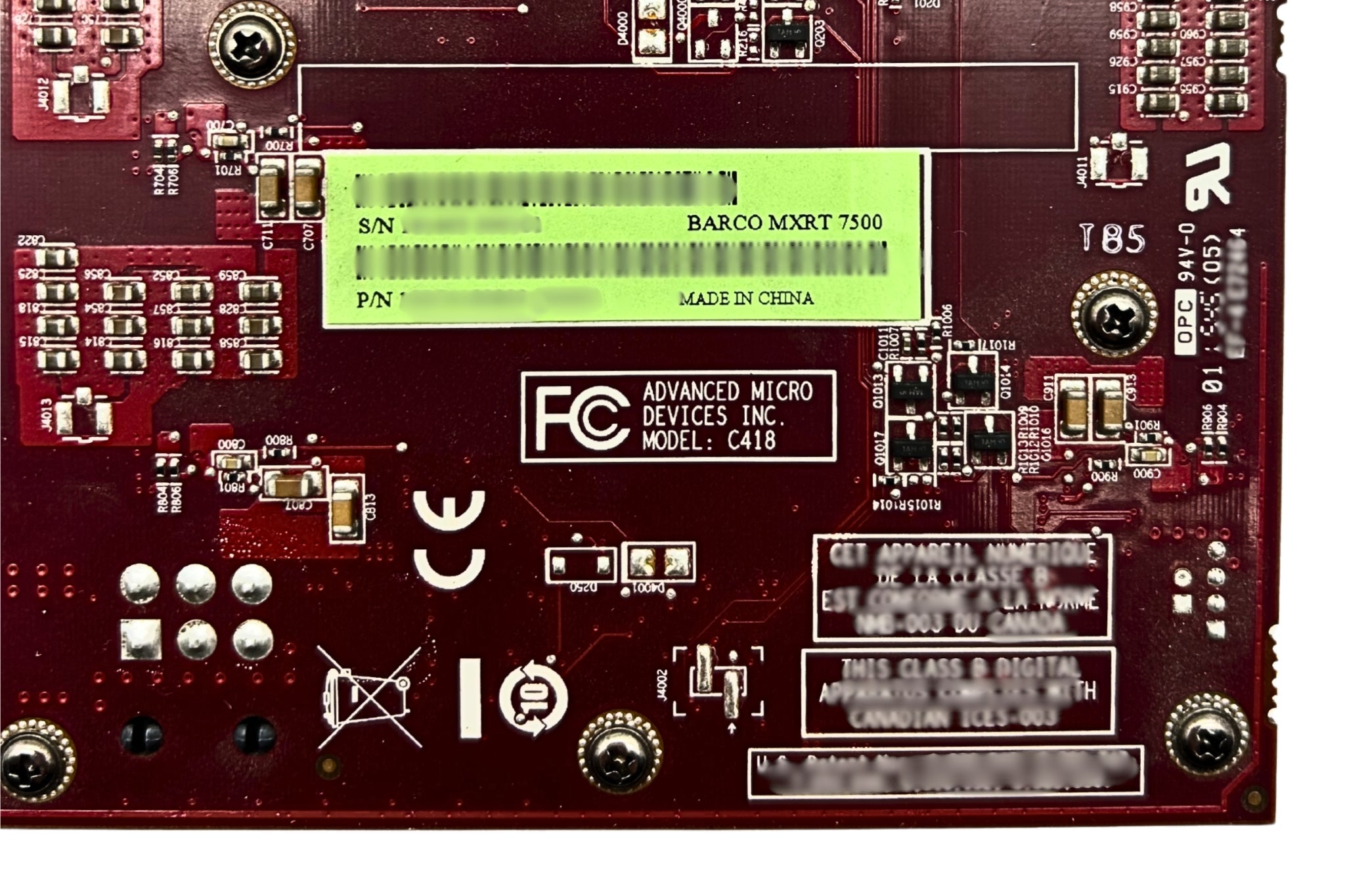 HP MXRT-7500 BARCO 7500 4GB PCIE 4-HEAD GRAPHIC CARD