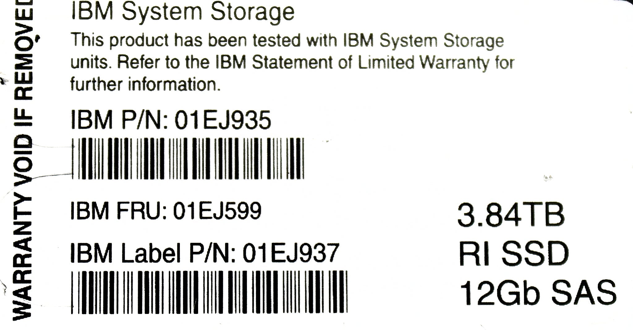 IBM 01EJ599 3.84TB 12G 2.5" FLASH DRIVE