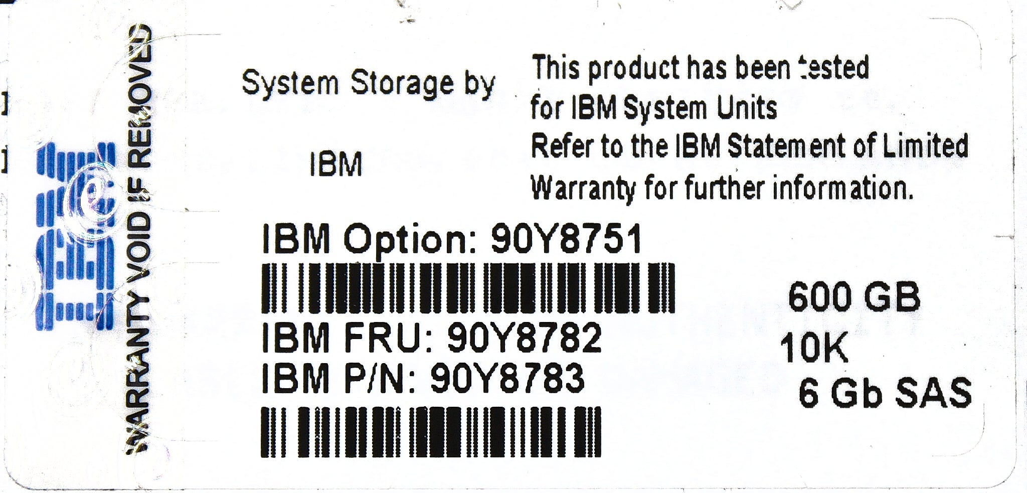 IBM 90Y8782 600GB 10K 2.5" SAS HDD