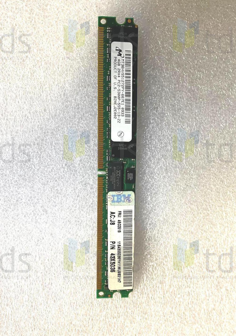 IBM 43X5036 4GB DDR3 PC2-5300 VLP ECC DIMM Memory | Alo Tech Solutions