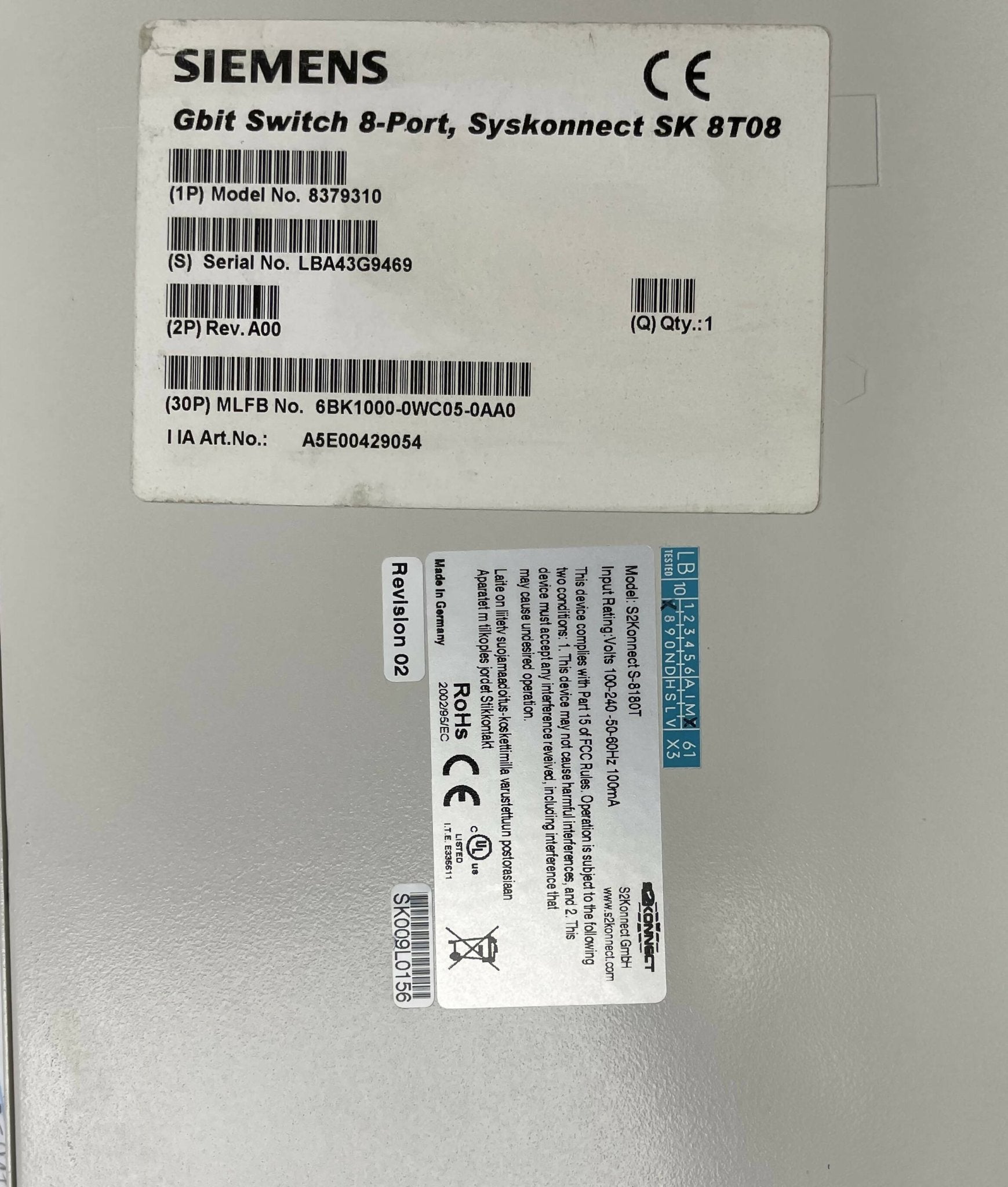 IRS1 1GBit 8 PORT SWITCH (8379310/S-8180T SIEMENS