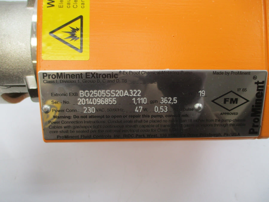 PROMINENT EXTRONIC BG2505SS20A322 230VAC 0.53A 362.5PSI NSNP
