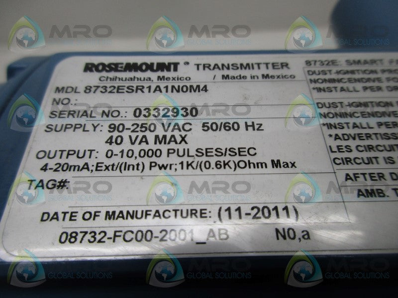 ROSEMOUNT 8732ESR1A1N0M4 MAGNETIC FLOWMETER TRANSMITTER * NEW NO BOX *