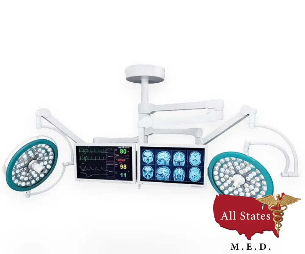 Medical illumination Quad, Duo Vu 160 LED Surgical Lights w/ 2 Monitor Arms