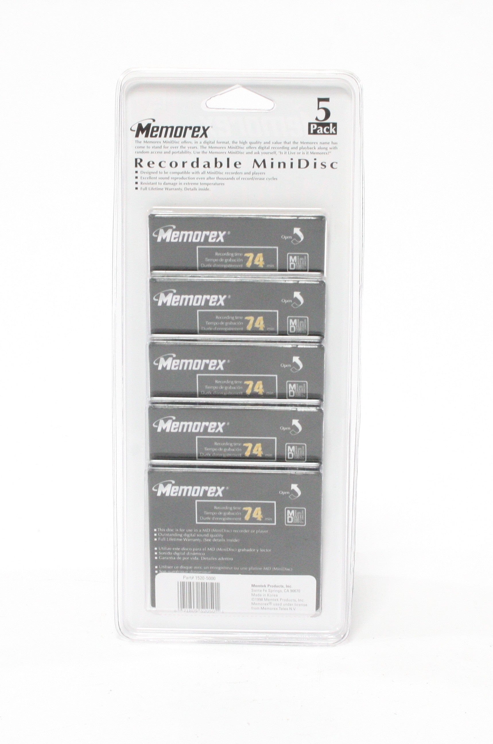 Memorex Recordable MiniDiscs (5 pack) IN BOX