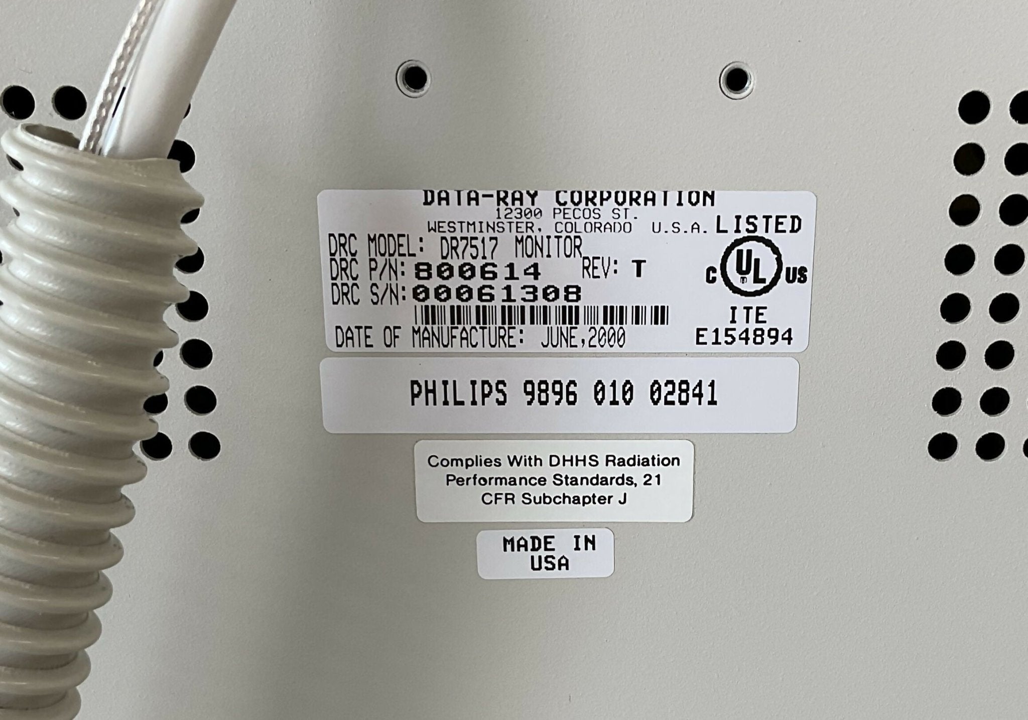 MONITOR DR7517 (9896 010 02841/800614 REV T PHILIPS