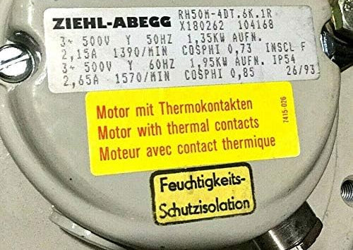 Brand new RH50M-4DT.6K.1R ZIEHL-ABEGG centrifugal fan 3-230/400V 1.35/1.95kW 2.15/2.65A 1390/1570rpm