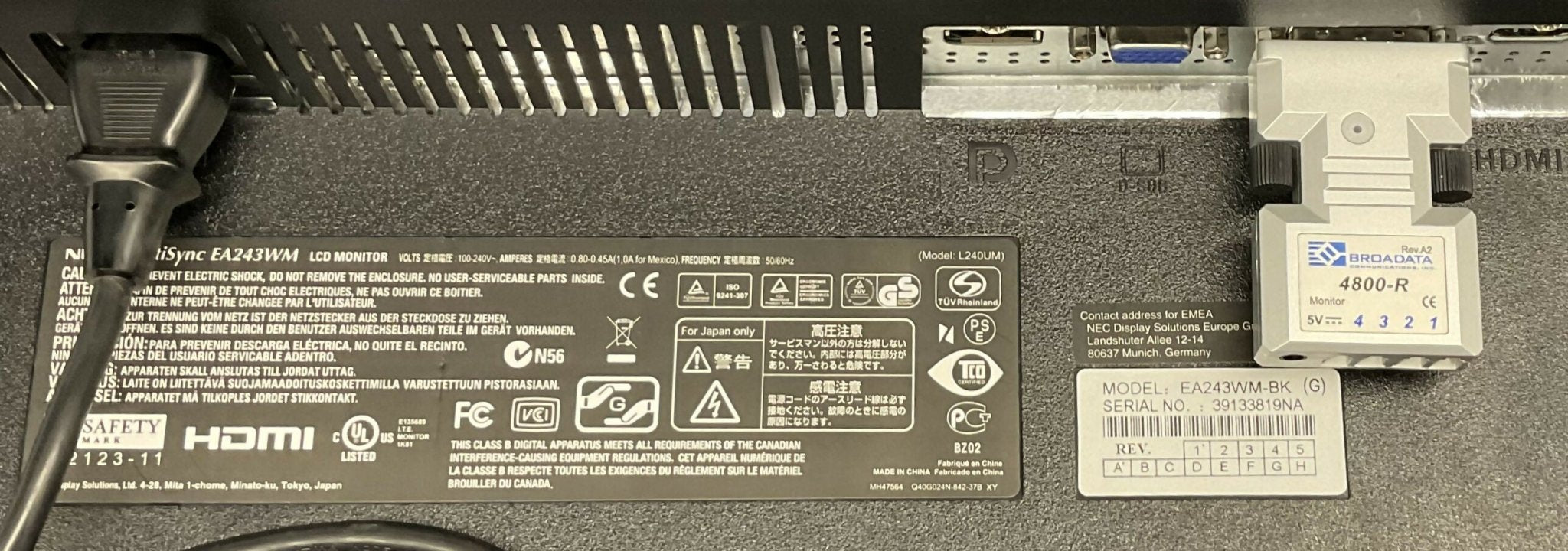 NEC STEREOTAXIS MONITOR (EA243WM-BK/L240UM NEC