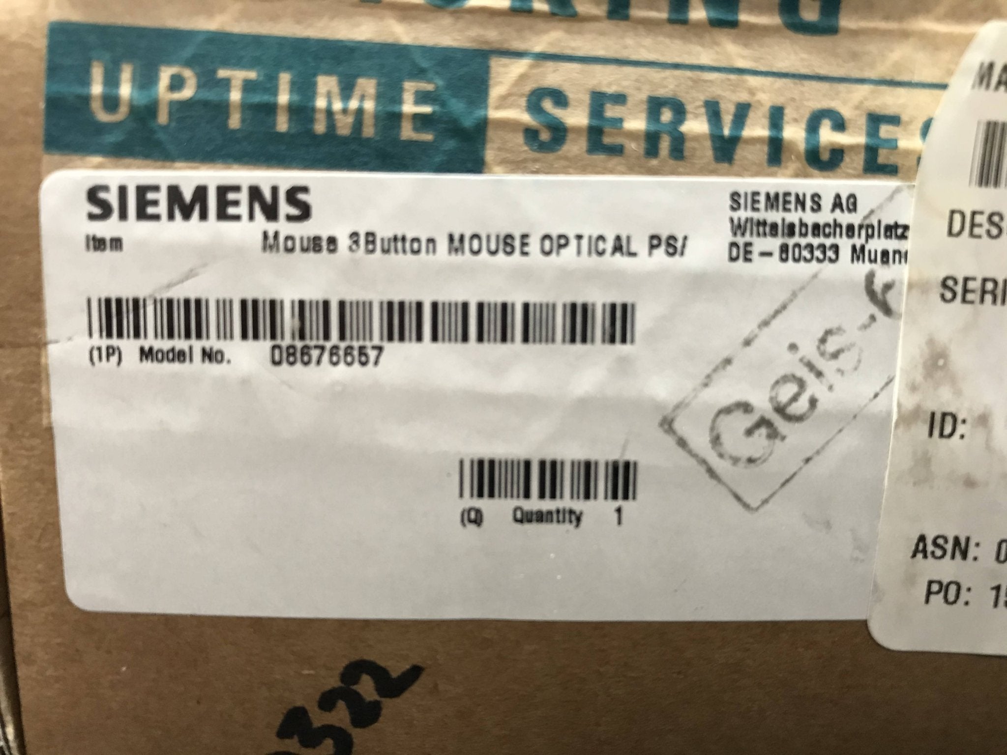 NEW Mouse 3Button Optical PS/2 (08676657) Siemens