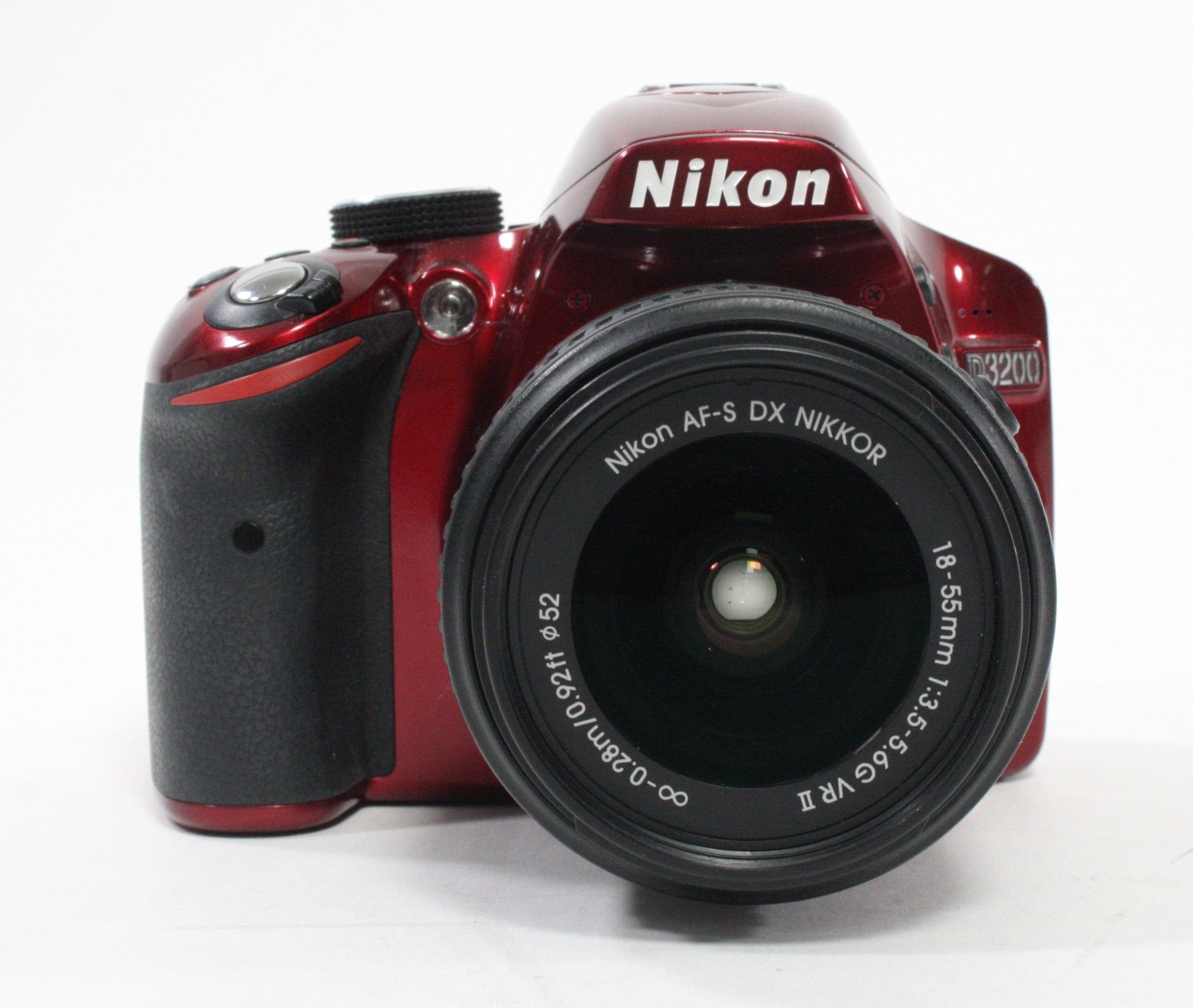 Nikon D3200 DSLR with 18-55 f/3.5-5.6 GVRII Lens with Shutter Count 3,531 (Red)