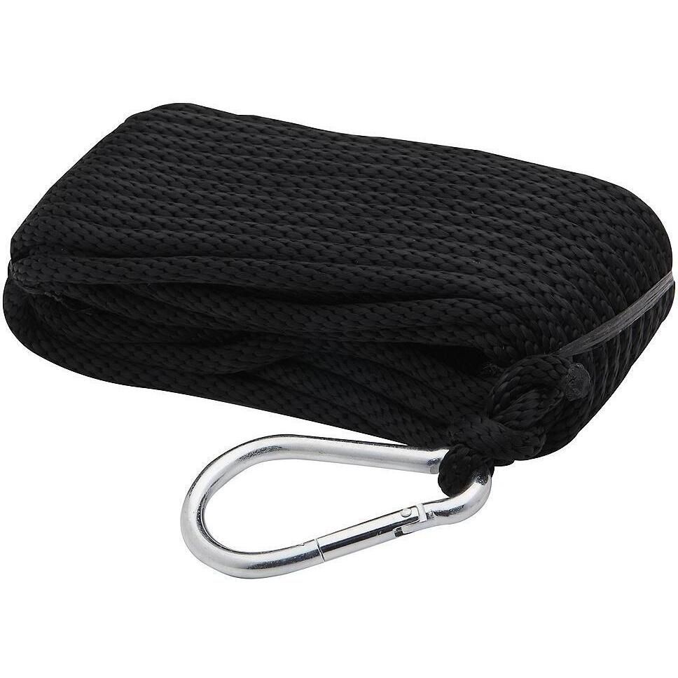 Seachoice 40233 Solid-Braid Nylon Anchor Line, Black, 3/8" x 50'