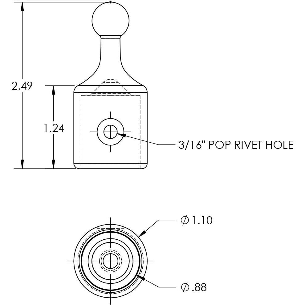 Taco Metals F11-0177S-1 Taco Ball & Socket Top Cap, 7/8"