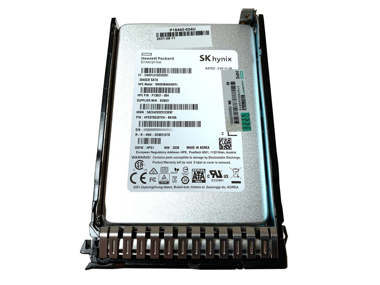 P49035-B21 HPE 3.84TB SAS 24Gbps Read Intensive 2.5-Inch BC Solid State Drive for G10+ Server