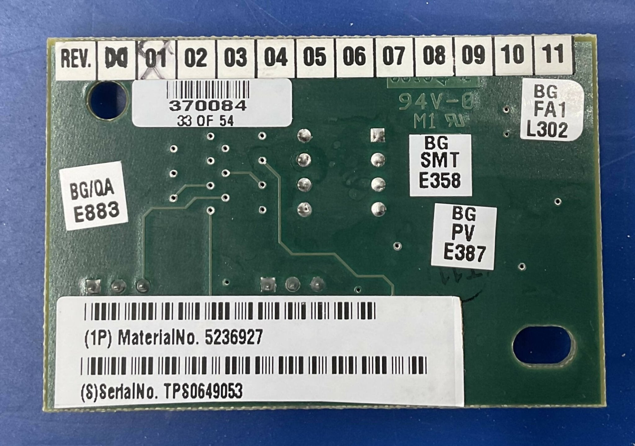 Siemens 5236927 - PCA Temperature Sensor TPS BSR Board Label | Alo Tech Solutions