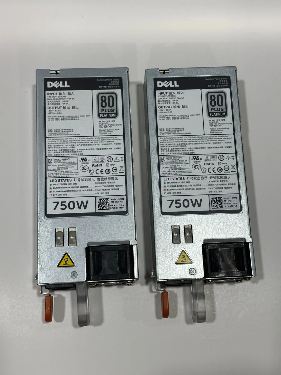 Dell 750W 80 Plus Platinum Power Supply PSU 5NF18 PowerEdge 05NF18