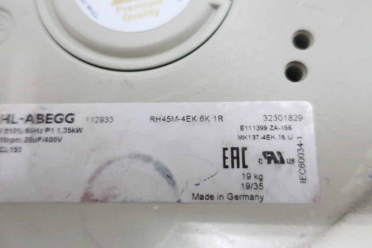 Ziehl-abegg RH45M-4EK.6K1R Centrifugal Fan 1510rpm 1.35kw 230v-ac