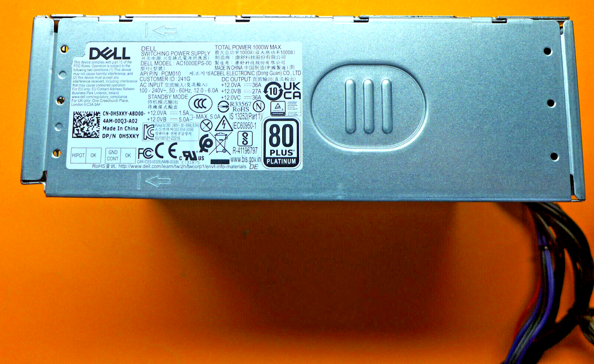 Genuine Dell Alienware R13 R14 XPS 8950 T3660 1000W Power Supply H5XKY