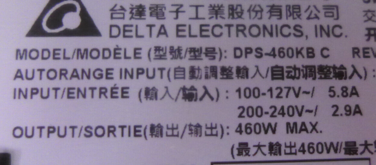 NEW Dell 460W 80 Gold Plus Power Supply Unit DPS-460KB-C XN7P4