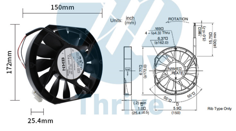 1pcs 17CM Inverter Cooling Fan 24V 1.70A 3-wire 5910PL-05W-B79 17251