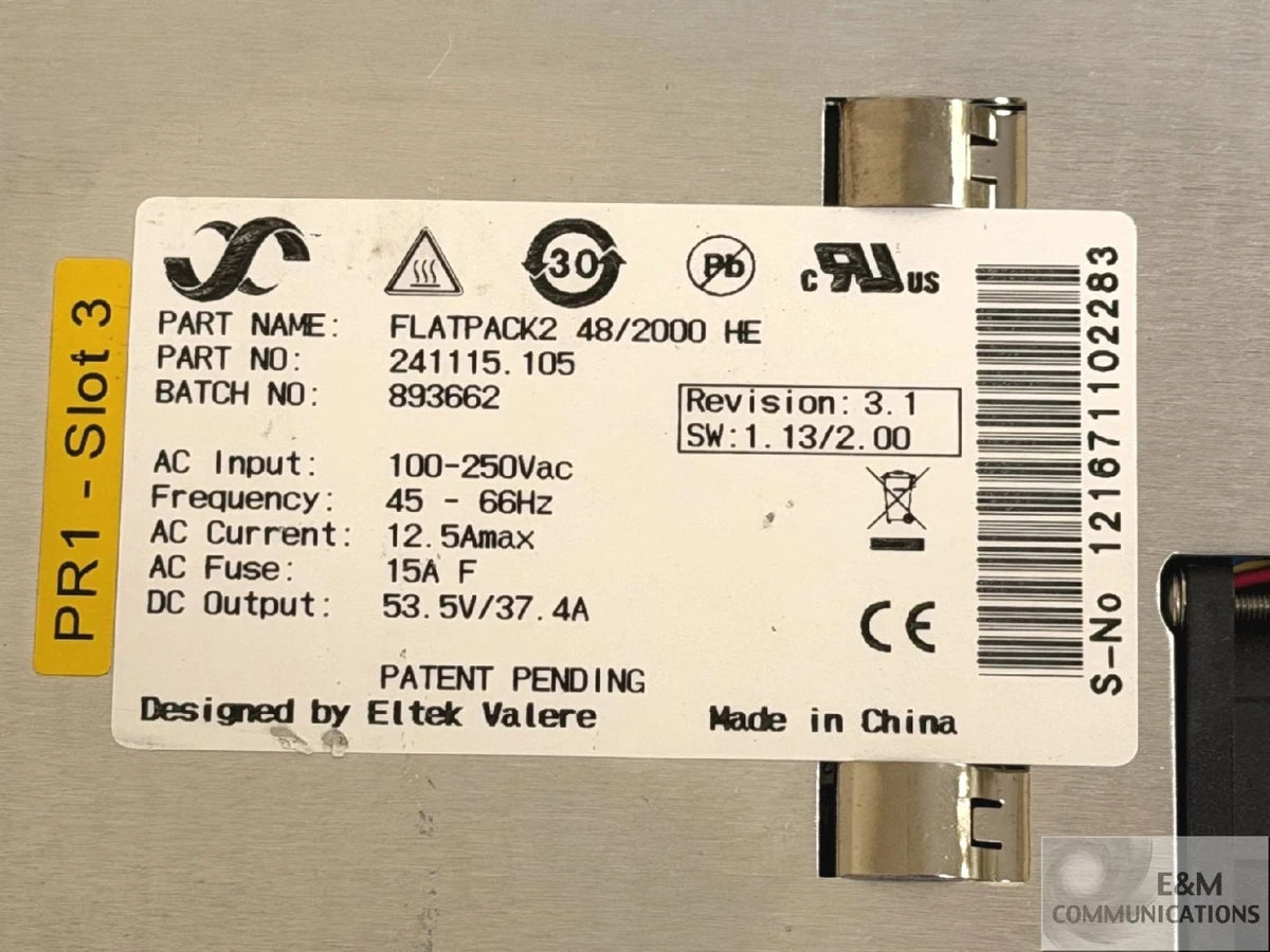 241115.105 ELTEK VALERE FLATPACK2 48/2000 HE POWER RECTIFIER MODULE