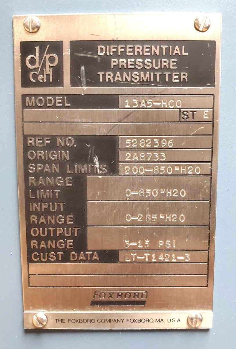 Foxboro 13A5-HC0 (Hastelloy C Differential Pressure Transmitter