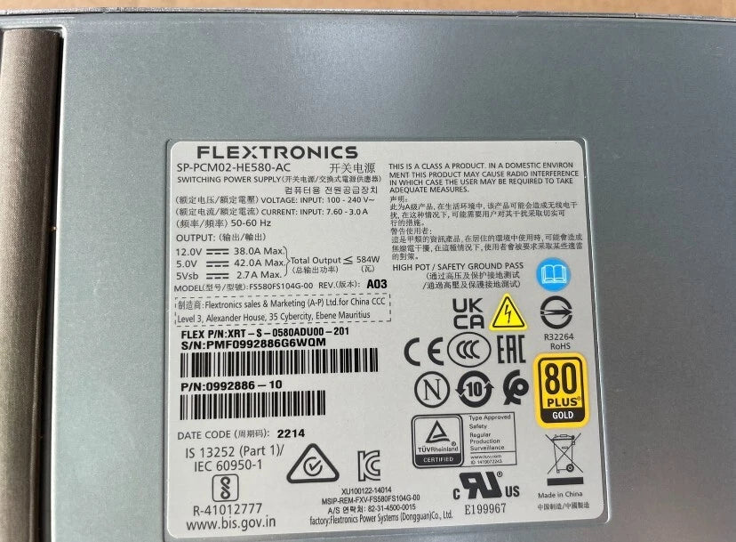 Lenovo SP-PCM02-HE580-AC DS6200 DS2200 584W Power Supply 01DC150 01DC149 Tested