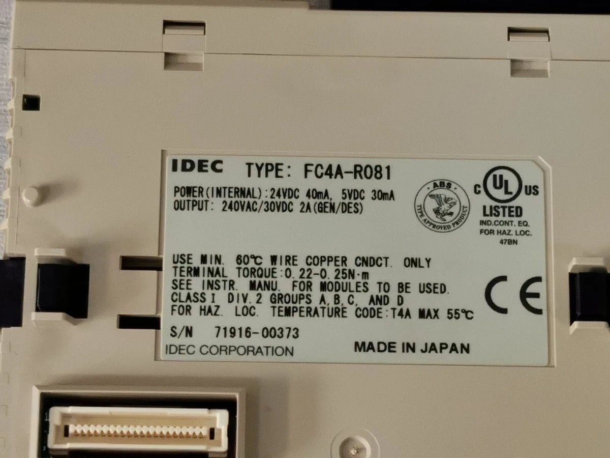 IDEC FC4A-R081 INDUSTRIAL CONTROL SYSTEM 24VDC 40mA 5VDC