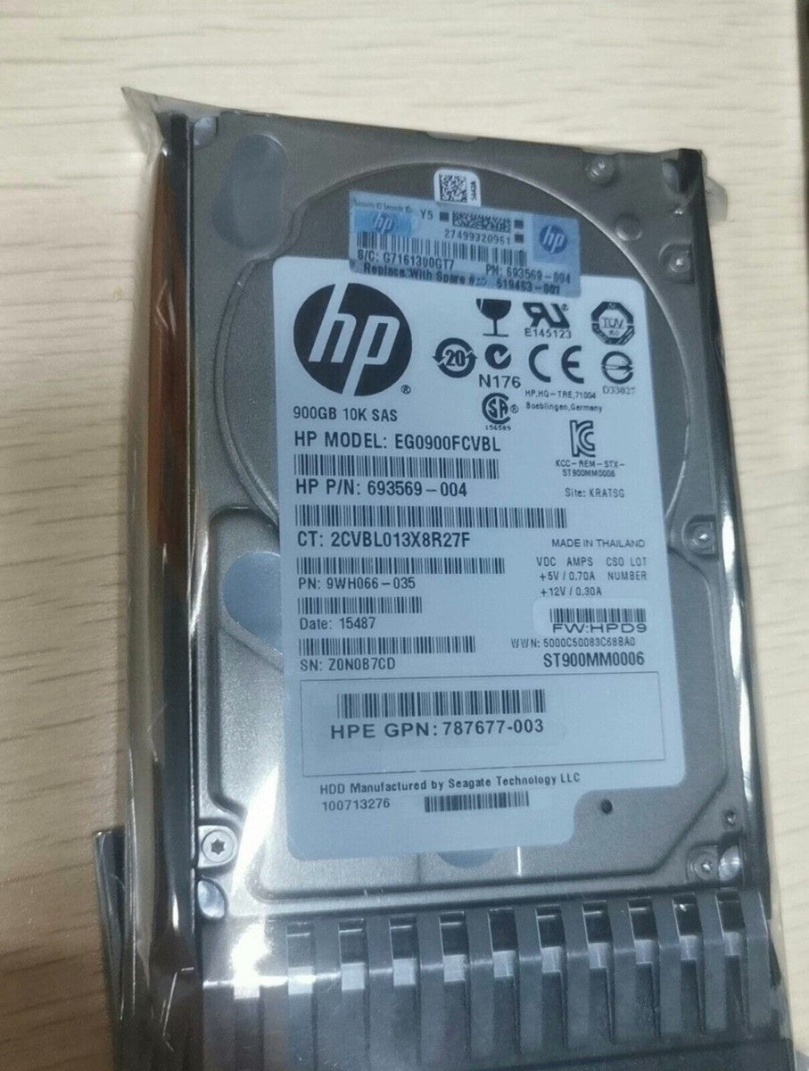 HPE 787647-001 900GB J9F47A 10K 2.5" 12G SAS MSA SFF ENT HDD Hard Drive