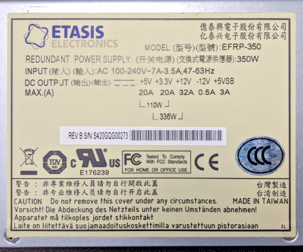 Etasis Electronics EFRP-350 350W Power Supply Module