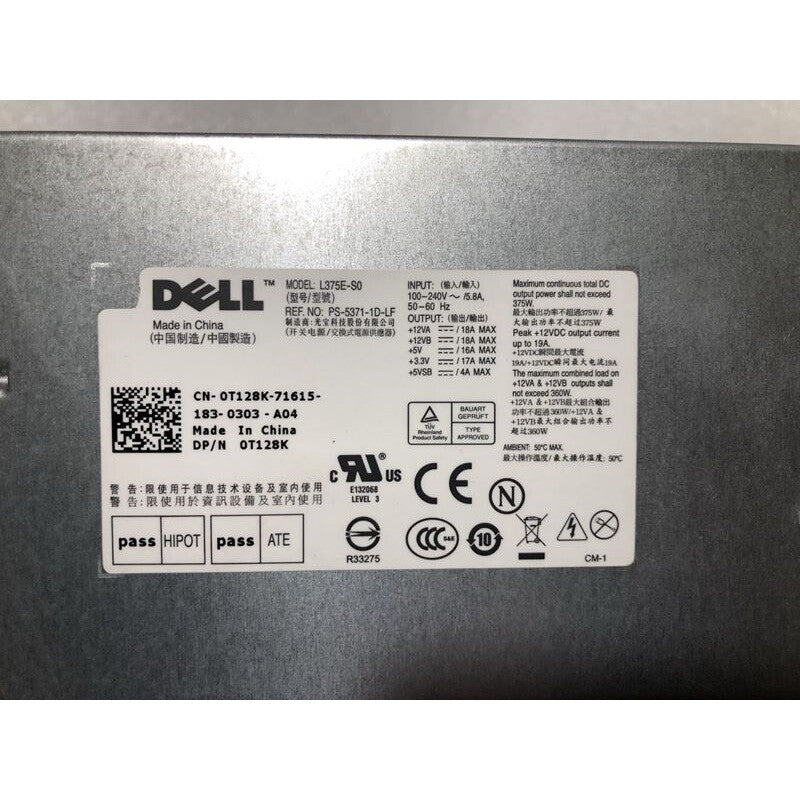 For Dell PowerEdge T310 Power Supply N375E-01 L375E-S0 T122K T128K