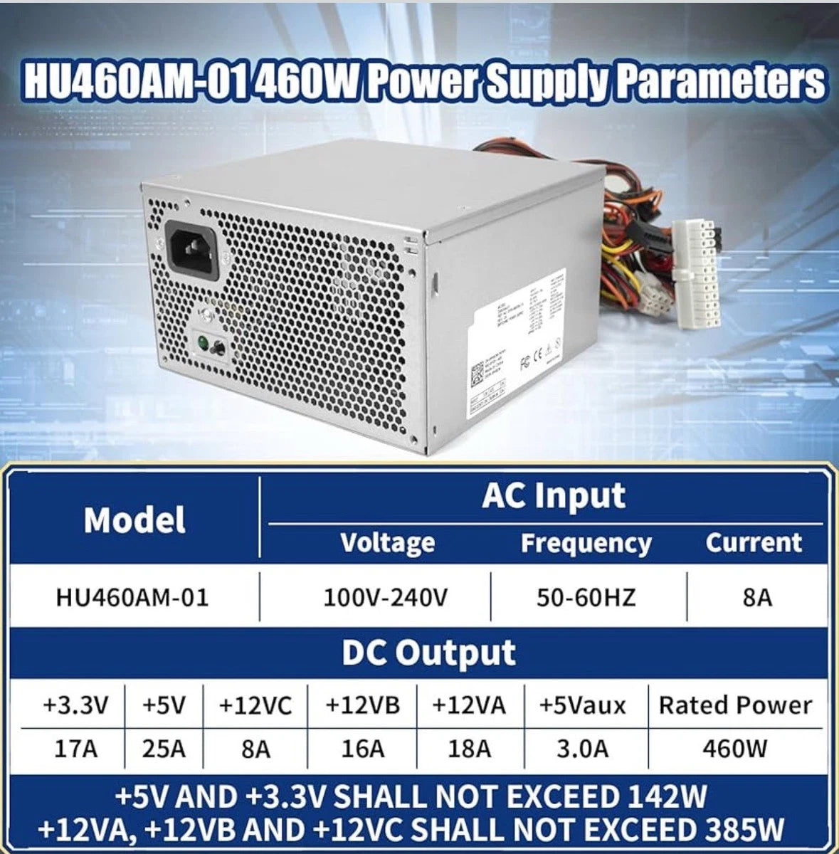 For DELL XPS 8910 8920 8300 8500 8700 8900 R5 460W PSU Power Supply D460AM-03 US