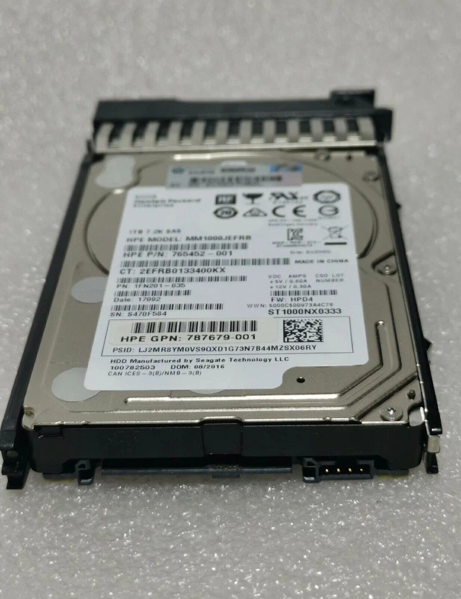 HPE MSA 787652-001 1TB 12Gb/s SAS 7.2K 2.5" 512E MIDLINE HARD DRIVE J9F50A HDD