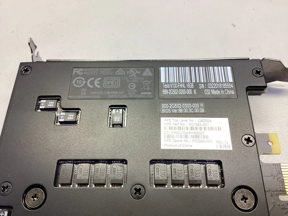 Tesla NVIDIA V100 16GB FHHL PCIE 1290 MHz 5120 Cores **Best for AI/ML** See Pics
