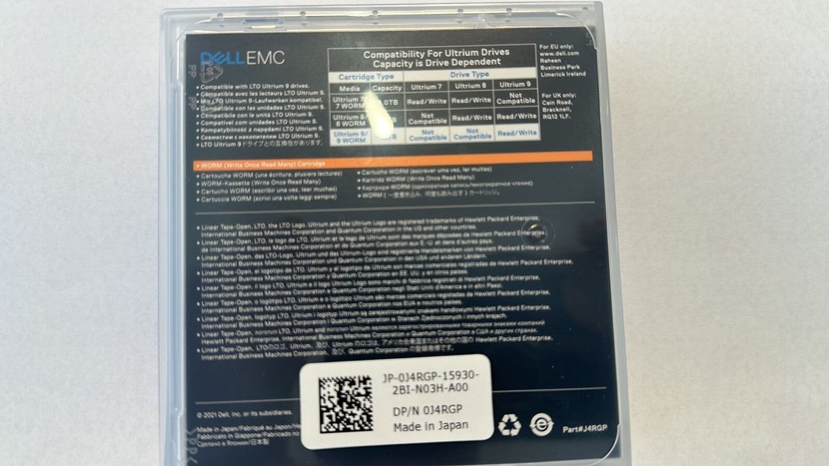 Dell/EMC 0J4RGP LTO 9 Ultrium 9 data cartridge 18TB/45TB WORM Write Once Read Ma|225817724052