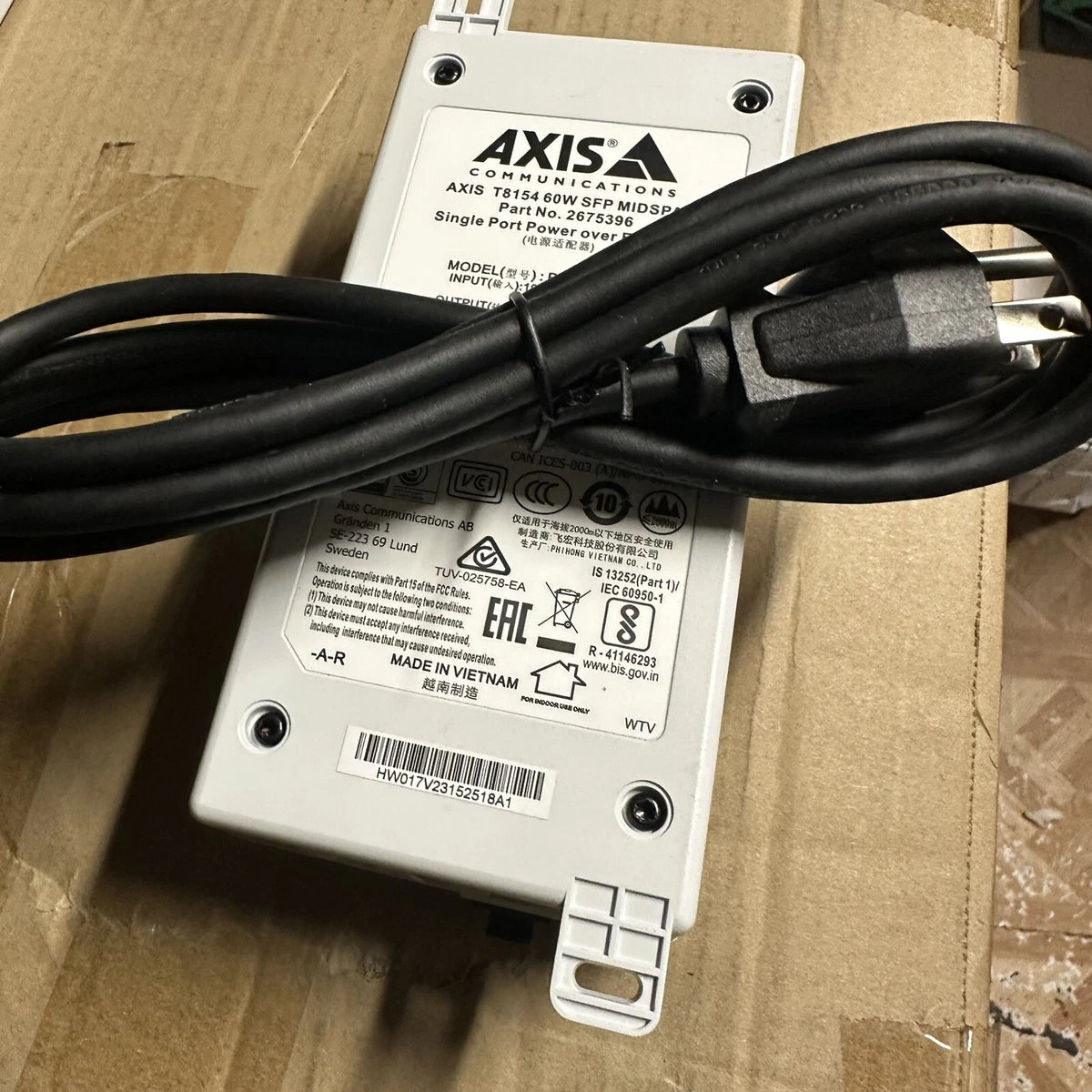 AXIS COMMUNICATION, 5901-001-01, T8154 60W SFP MIDSPAN, POE60S-1BT 56V,