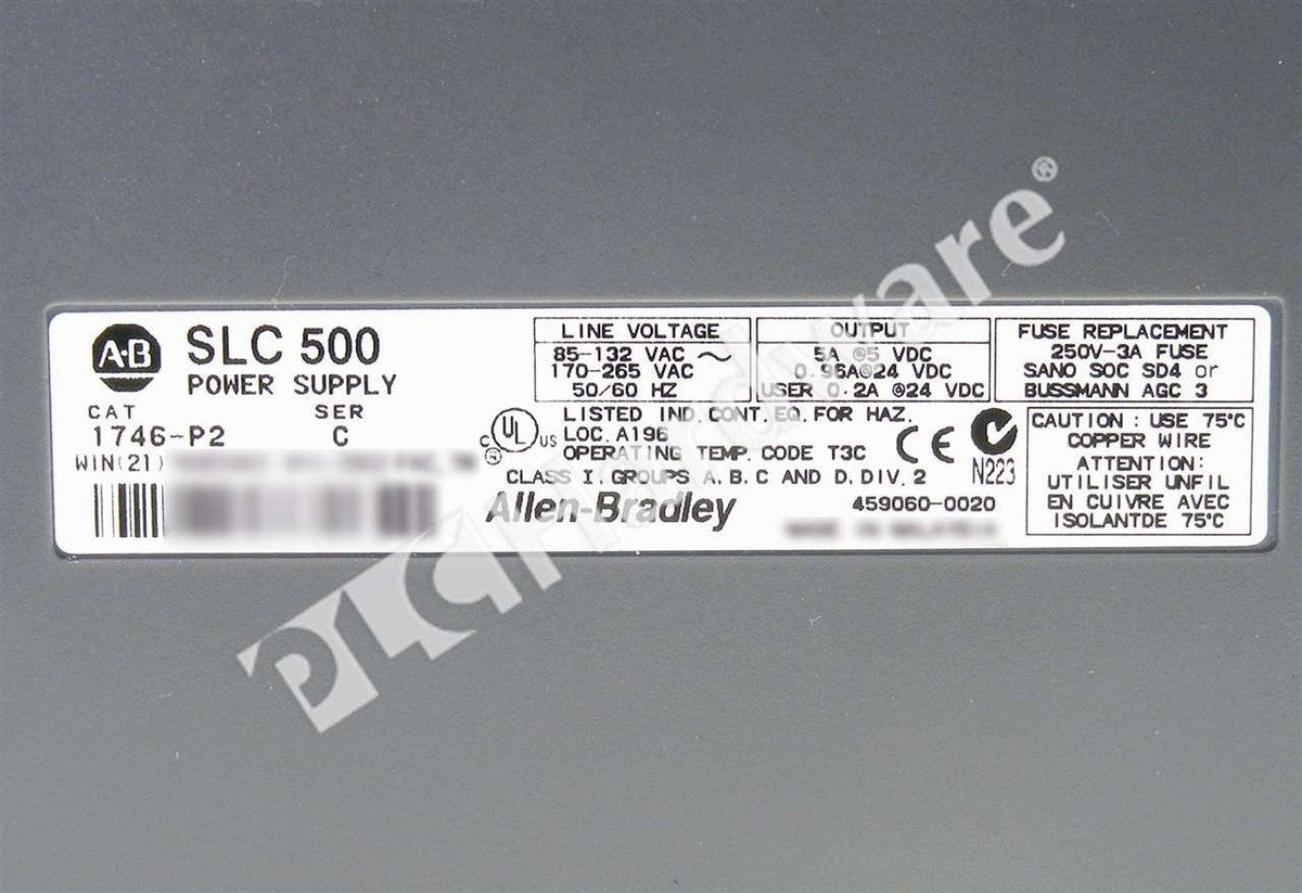 Surplus Allen Bradley 1746-P2 /C SLC 500 120/240VAC 5A Rack Mount Power Supply|167748196380