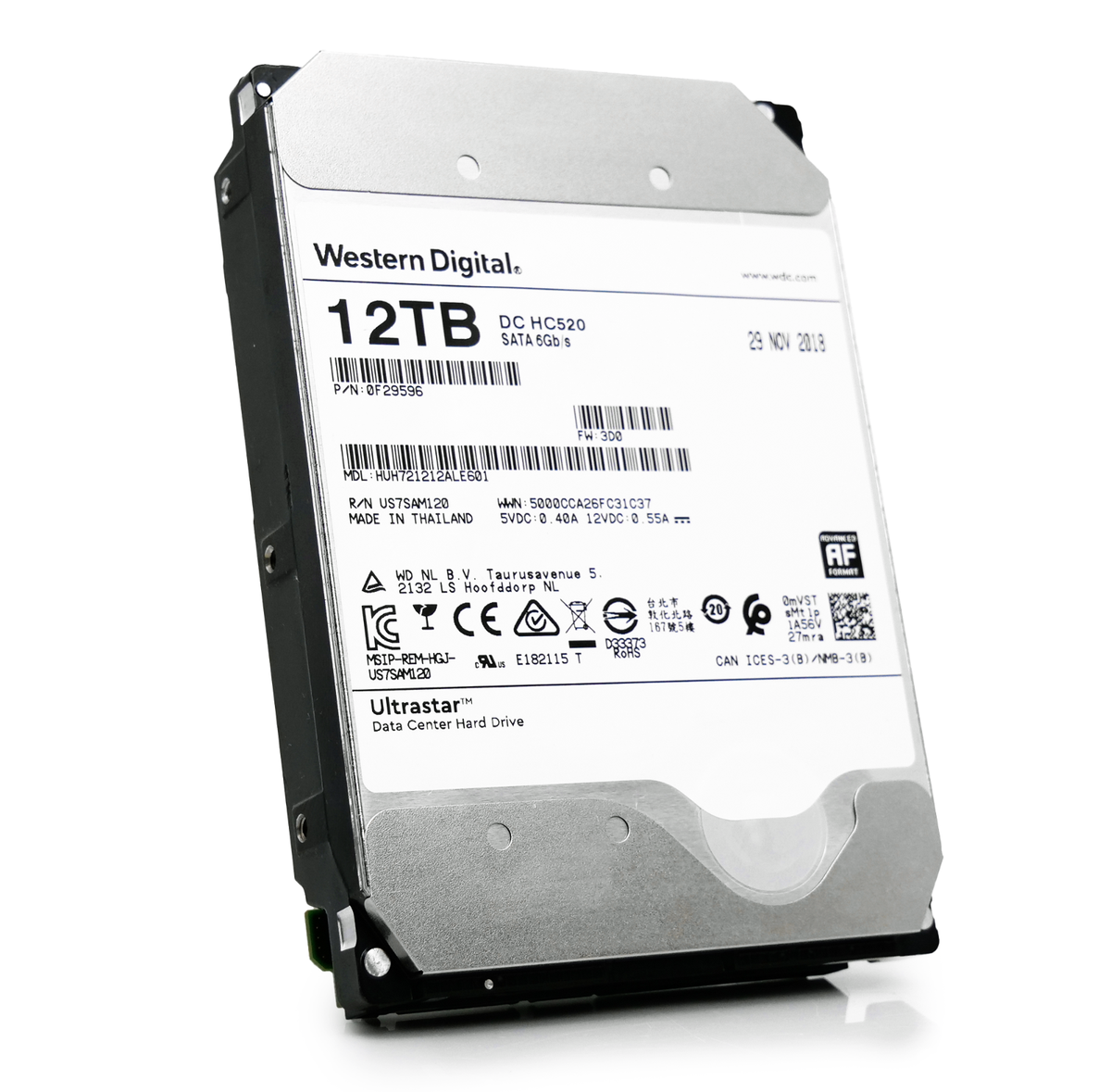WD HGST Ultrastar HC520 12TB 7.2K RPM SATA 3.5" HDD HUH721212ALE601 0F29596