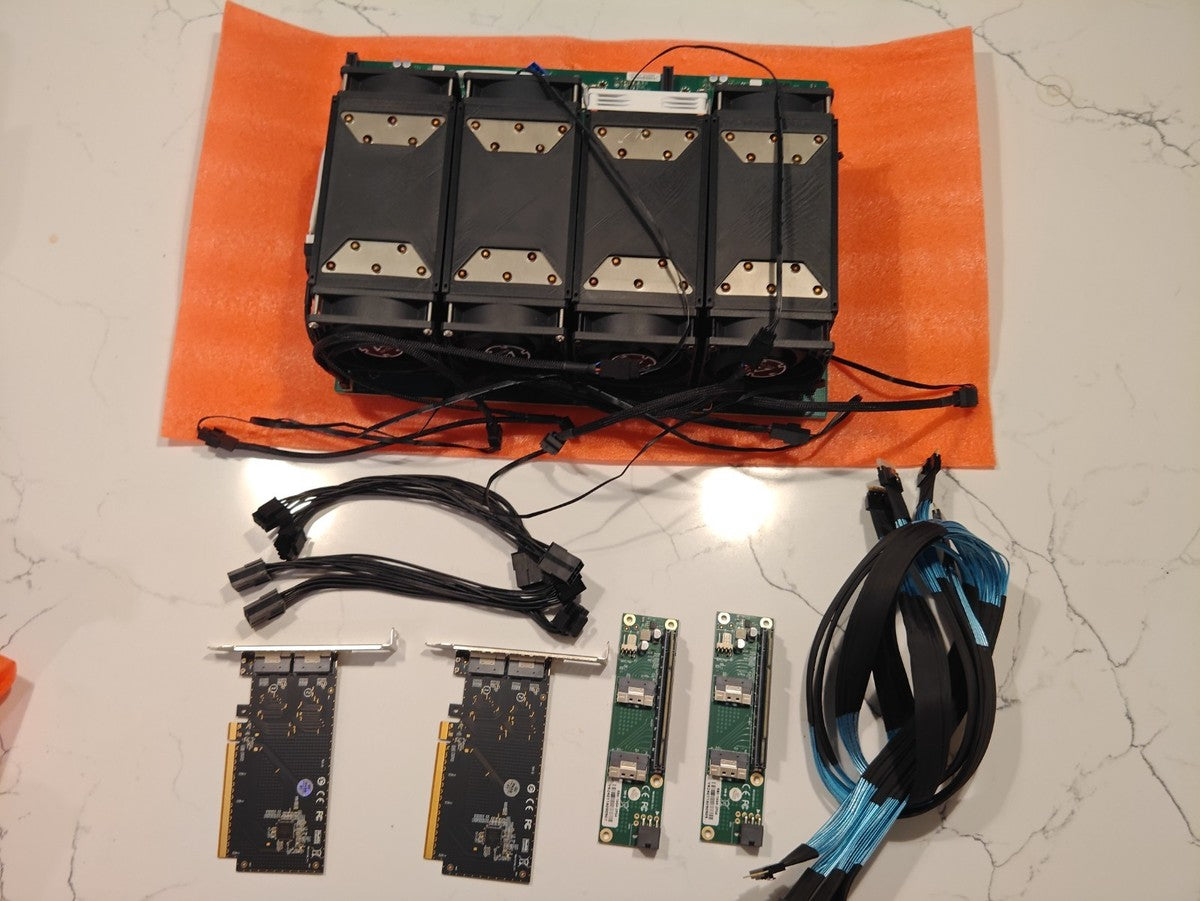 Custom 4x NVIDIA TESLA V100 16GB SXM2 to 2x PCIe x16 64G VRAM AI Compute Node