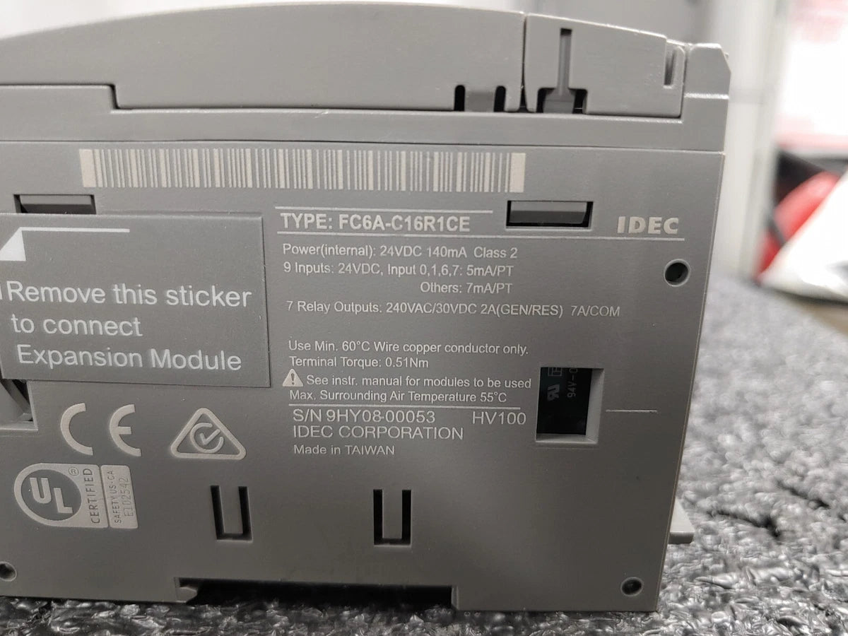 IDEC FC6A-C16R1CE FC6A MicroSmart PLC 16IO CPU 24VDC Relay