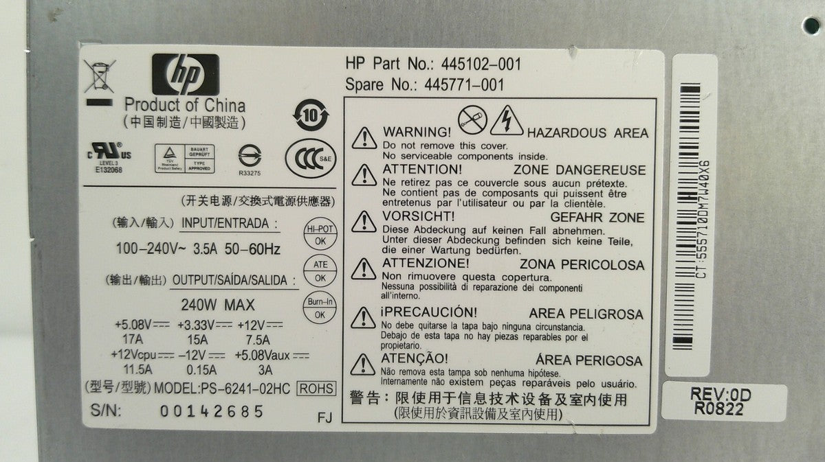 HP 445771-001, 445102-001 240W Power Supply