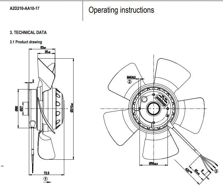 Ebmpapst A2D210-AA10-17 Axial Fan 400V 0.2A For Siemens Servo Motor Cooling Fan