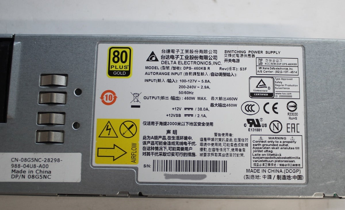DELL DELTA DPS-460KB R 460W 80 Gold Switching Power Supply Module DP/N: 8G5NC