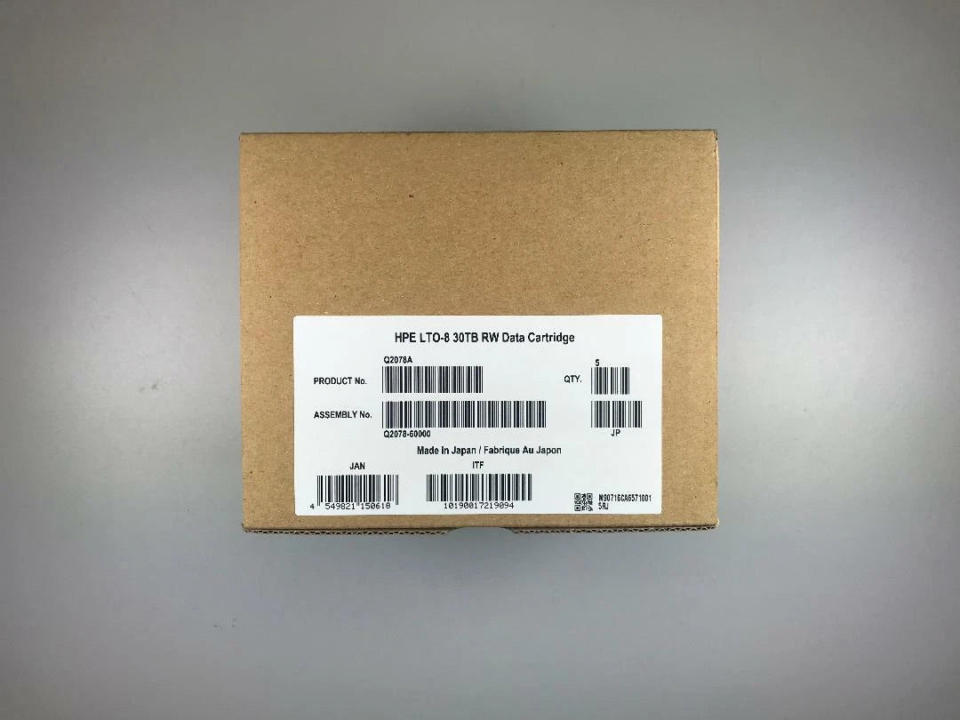 HP LTO-8 Tape Cartridge (5 Pack #Q2078A Ultrium 30TB- Storage Data - NEW
