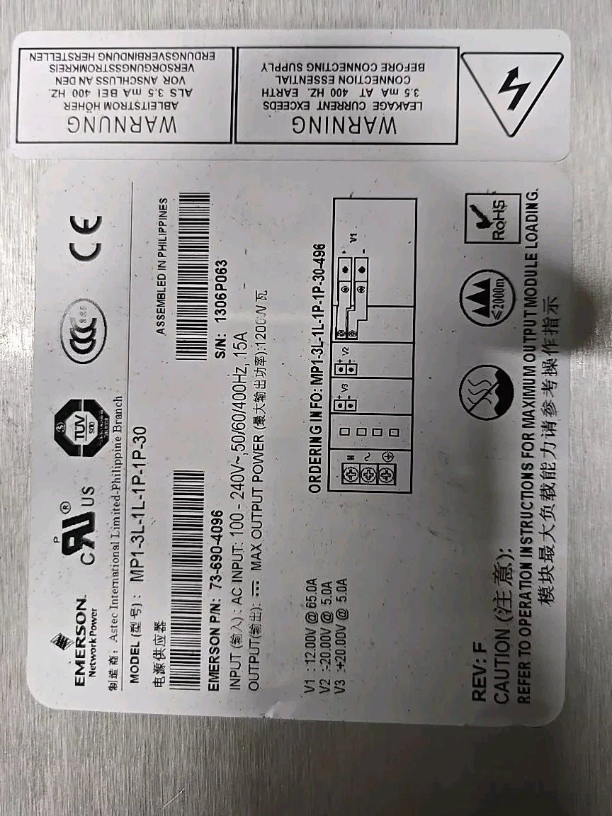 2x Emerson MVP SERIES MP1-3L-1L-1P-1P-30 ASTEC PSE2-230-H-072 P/N 73-690-4096
