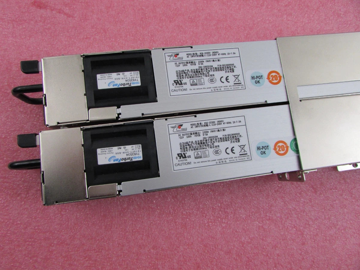 Zippy EMACS M1K2-5C01V4H 1U 1200w Redundant Server Power Supply w/ 2x Modules